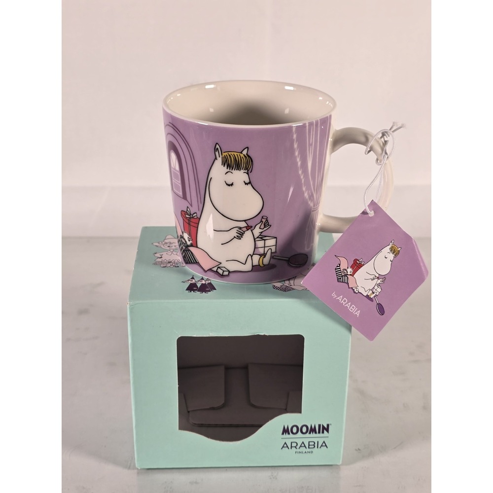 Arabia Moomin Snorkmaiden Mug Lilac Bikini Mirror Lipstick‎ 10oz NWT